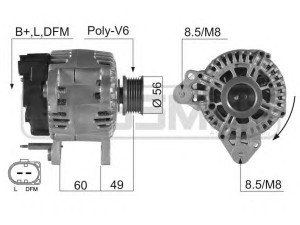 ERA 210496 kintamosios srovės generatorius 
 Elektros įranga -> Kint. sr. generatorius/dalys -> Kintamosios srovės generatorius
06F 903 023 B, 06F 903 023 BX, 06F 903 023 G