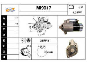SNRA MI9017 starteris 
 Elektros įranga -> Starterio sistema -> Starteris
M0T20671, M0T20672, M0T81181, M1T84881