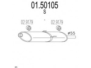 MTS 01.50105 vidurinis duslintuvas 
 Išmetimo sistema -> Duslintuvas