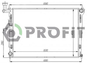 PROFIT PR 2910A1 radiatorius, variklio aušinimas 
 Aušinimo sistema -> Radiatorius/alyvos aušintuvas -> Radiatorius/dalys
253102H000, 253102H010, 253101H000