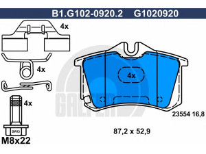 GALFER B1.G102-0920.2 stabdžių trinkelių rinkinys, diskinis stabdys 
 Techninės priežiūros dalys -> Papildomas remontas
16 070 832 80, 16 085 203 80, 4254 20