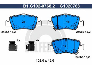 GALFER B1.G102-0768.2 stabdžių trinkelių rinkinys, diskinis stabdys 
 Techninės priežiūros dalys -> Papildomas remontas
04466-02170, 04466-02180, 04466-02181