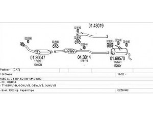 MTS C260443005577 išmetimo sistema 
 Išmetimo sistema -> Išmetimo sistema, visa