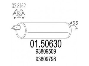 MTS 01.50630 vidurinis duslintuvas 
 Išmetimo sistema -> Duslintuvas
93809509, 93809798, 93809799, 93811160