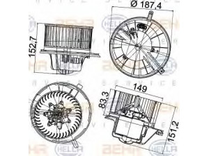 HELLA 8EW 351 043-211 vidaus pūtiklis 
 Šildymas / vėdinimas -> Orpūtė/dalys
1K1 819 015 C, 1K1 819 015 E, 1K1 819 015 C