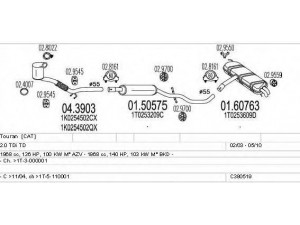 MTS C380519002483 išmetimo sistema 
 Išmetimo sistema -> Išmetimo sistema, visa