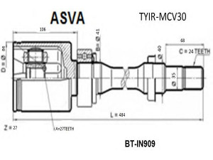 ASVA TYIR-MCV30 jungčių komplektas, kardaninis velenas 
 Ratų pavara -> Sujungimai/komplektas
43030-33041