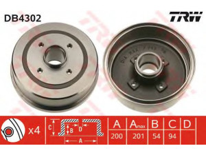 TRW DB4302 stabdžių būgnas 
 Stabdžių sistema -> Būgninis stabdys -> Stabdžių būgnas
418001, 9004417, 9156697, 9196290