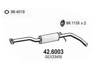 ASSO 42.6003 vidurinis duslintuvas 
 Išmetimo sistema -> Duslintuvas
CRC9534, CRC9534EVA, GEX33455