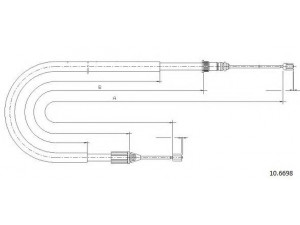 CABOR 10.6698 trosas, stovėjimo stabdys 
 Stabdžių sistema -> Valdymo svirtys/trosai
7700432012