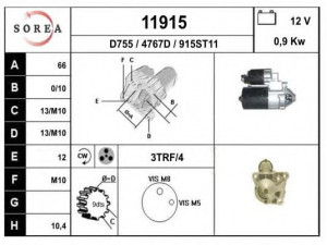 EAI 11915 starteris 
 Elektros įranga -> Starterio sistema -> Starteris
8200069377, 8200186148, 8200199737
