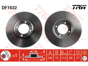 TRW DF1632 stabdžių diskas 
 Stabdžių sistema -> Diskinis stabdys -> Stabdžių diskas
1494123, 1549695, 1799434, 5022253