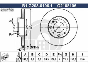GALFER B1.G208-0106.1 stabdžių diskas 
 Stabdžių sistema -> Diskinis stabdys -> Stabdžių diskas
4249 F5, 95 661 749, 96 012 770