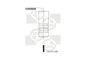 BGA V163910 įleidimo vožtuvas 
 Variklis -> Variklio uždegimo laiko reguliavimo kontrolė -> Vožtuvų eilė -> Vožtuvai/dalys
11341440304