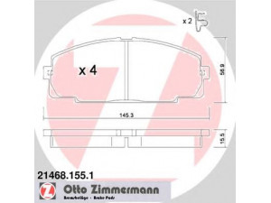 ZIMMERMANN 21468.155.1 stabdžių trinkelių rinkinys, diskinis stabdys 
 Techninės priežiūros dalys -> Papildomas remontas
0446525040, 0446525060, 0446526020