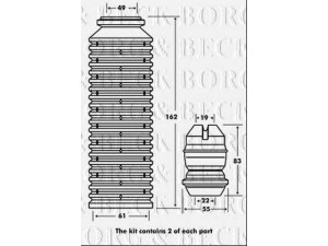 BORG & BECK BPK7076 apsauginio dangtelio komplektas, amortizatorius