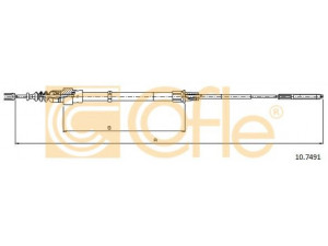COFLE 10.7491 trosas, stovėjimo stabdys 
 Stabdžių sistema -> Valdymo svirtys/trosai
3A0609721A, 3A0609721C