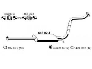 ERNST 646024 vidurinis duslintuvas 
 Išmetimo sistema -> Duslintuvas
2870 01C 020, 2870 01C 060, 2870 01C 120