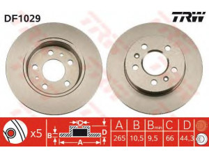 TRW DF1029 stabdžių diskas 
 Stabdžių sistema -> Diskinis stabdys -> Stabdžių diskas
7700800003, 7701204296, 7701205845