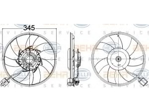HELLA 8EW 351 104-491 ventiliatorius, radiatoriaus 
 Aušinimo sistema -> Radiatoriaus ventiliatorius
13 41 098, 22 91 5712