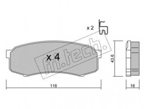 fri.tech. 447.0 stabdžių trinkelių rinkinys, diskinis stabdys 
 Techninės priežiūros dalys -> Papildomas remontas
4605A458, 04465-60010, 04466-60010