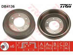 TRW DB4136 stabdžių būgnas 
 Stabdžių sistema -> Būgninis stabdys -> Stabdžių būgnas
94226829, 8942268291, 8970378130