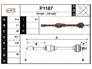 SNRA P1187 kardaninis velenas 
 Ratų pavara -> Kardaninis velenas
32739N, 32739P