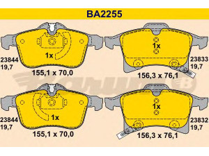 BARUM BA2255 stabdžių trinkelių rinkinys, diskinis stabdys 
 Techninės priežiūros dalys -> Papildomas remontas
16 05 080, 16 05 099, 16 05 177