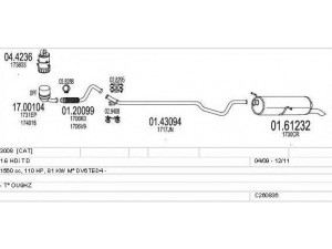 MTS C260836023886 išmetimo sistema 
 Išmetimo sistema -> Išmetimo sistema, visa