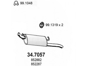 ASSO 34.7057 galinis duslintuvas 
 Išmetimo sistema -> Duslintuvas
852287, 852882, 852965, 90280233