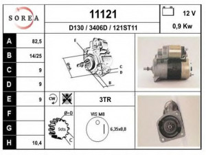 EAI 11121 starteris 
 Elektros įranga -> Starterio sistema -> Starteris
M3T80071