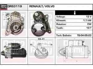 DELCO REMY DRS3119 starteris 
 Elektros įranga -> Starterio sistema -> Starteris
7701353827, 9031302