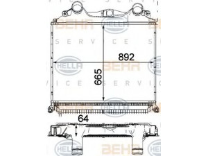 HELLA 8ML 376 724-361 tarpinis suslėgto oro aušintuvas, kompresorius 
 Variklis -> Oro tiekimas -> Įkrovos agregatas (turbo/superįkrova) -> Tarpinis suslėgto oro aušintuvas
81 0613 00204, 81 06130 0199, 81.06130.0217