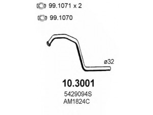 ASSO 10.3001 išleidimo kolektorius 
 Išmetimo sistema -> Išmetimo vamzdžiai
5429093, 5429094S, AM1824C