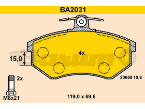 BARUM BA2031 stabdžių trinkelių rinkinys, diskinis stabdys 
 Techninės priežiūros dalys -> Papildomas remontas
431 698 151 D, 431 698 151 F, 431 698 151 G