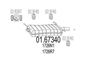 MTS 01.67340 galinis duslintuvas 
 Išmetimo sistema -> Duslintuvas
1726N1, 1726R7, 1726R8, 96070794