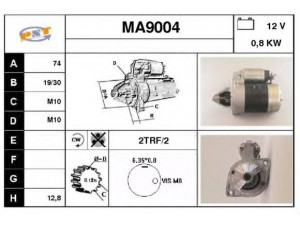 SNRA MA9004 starteris 
 Elektros įranga -> Starterio sistema -> Starteris
821818400, 822218400, HE1918400