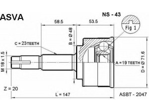ASVA NS-43 jungčių komplektas, kardaninis velenas 
 Ratų pavara -> Sujungimai/komplektas
39100-41B00, 39100-41B05, 39100-45B00