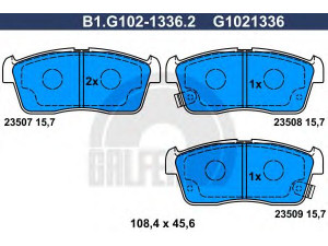 GALFER B1.G102-1336.2 stabdžių trinkelių rinkinys, diskinis stabdys 
 Techninės priežiūros dalys -> Papildomas remontas
04465-B1020-000, 41060-4A00B, 04465B1020