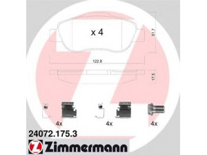 ZIMMERMANN 24072.175.3 stabdžių trinkelių rinkinys, diskinis stabdys 
 Techninės priežiūros dalys -> Papildomas remontas
773 62 689, 77362691