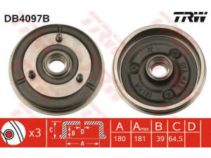 TRW DB4097B stabdžių būgnas 
 Stabdžių sistema -> Būgninis stabdys -> Stabdžių būgnas
91502484, 424721, 424721, 9150248480