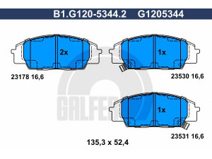 GALFER B1.G120-5344.2 stabdžių trinkelių rinkinys, diskinis stabdys 
 Techninės priežiūros dalys -> Papildomas remontas
45022-S2A-E01, 45022-S2A-E50, 45022-S5T-E00