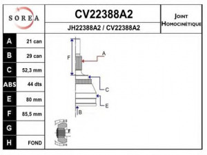 EAI CV22388A2K jungčių komplektas, kardaninis velenas 
 Ratų pavara -> Sujungimai/komplektas