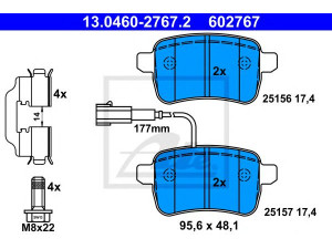 ATE 13.0460-2767.2 stabdžių trinkelių rinkinys, diskinis stabdys 
 Techninės priežiūros dalys -> Papildomas remontas
77365357