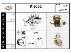 SNRA KI9002 starteris 
 Elektros įranga -> Starterio sistema -> Starteris
B30118400, M3T307, M3T33081, KKY02