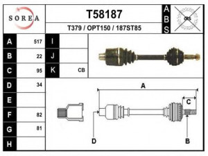 EAI T58187 kardaninis velenas 
 Ratų pavara -> Kardaninis velenas
374120