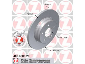 ZIMMERMANN 400.3600.20 stabdžių diskas 
 Stabdžių sistema -> Diskinis stabdys -> Stabdžių diskas
210 423 05 1210, 210 423 0512