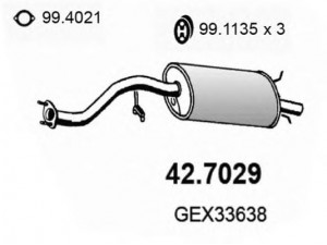 ASSO 42.7029 galinis duslintuvas 
 Išmetimo sistema -> Duslintuvas
GEX33638, GEX33767, WCG000440, WCG102450SLP