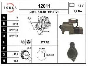 EAI 12011 starteris 
 Elektros įranga -> Starterio sistema -> Starteris
M2T50571, M2TS0571, M2TS0575, M2TSO575