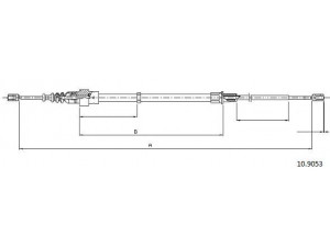 CABOR 10.9053 trosas, stovėjimo stabdys 
 Stabdžių sistema -> Valdymo svirtys/trosai
6Q0609721C, 6Q0609721F, 6Q0609721C